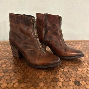 FREEBIRD by Steven Claire Zippered Leather Ankle Boots